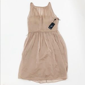 Adrianna Papell Beige Chiffon Cocktail Dress 8 NEW